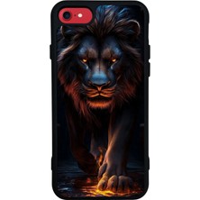 Bg Aksesuar iPhone 8 Uyumlu Aslan Tasarımlı Glossy Premium Kılıf