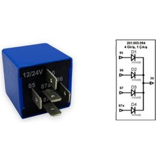 ELO 12V-24V DİYOT ÜNİTESİ 4 GİRİŞ 1 ÇIKIŞ (ELEKTRONİK DEVRE KORUMA RÖLESİ) (87a-87b-87c-87d-30)