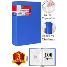 ArtMaster Mavi Sunum Dosyası 100 Lü 3 Adet Poşet Dosyalı Katalog Dosyası 100 Poşetli Kendinden Dosya Plastik Kapaklı