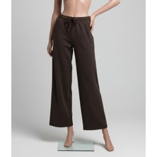 Stil Center Pantolon Görünümlü Yüksek Bel Eşofman Altı Kahverengi