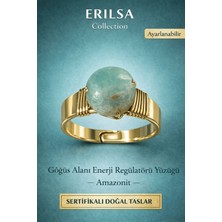 Erilsa Sertifikalı Amazonit Enerji Regülatörü Yüzüğü – Göğüs Alanı Denge Amazonit Taşı – Ayarlanabilir