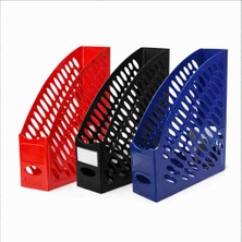 3’lü Plastik Ark Magazinlik Dosyalık Dergilik Evrak Rafı Ofis Masaüstü Düzenleyici Kırmızı Siyah Mavi