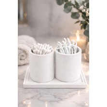 Lethe Studio Design Dekoratif 2’li Organizer Seti – Tepsili Banyo ve Makyaj Düzenleyici