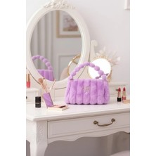 Caş Dekorasyon Mor Renk Peluş Makyaj Çantası