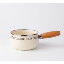 Bienca 16 cm Emaye Sosluk – Süt Isıtma ve Sos Tenceresi Ahşap Saplı