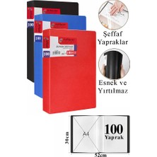 ArtMaster Siyah Mavi Kırmızı Sunum Dosyası 100 Lü 3 Adet Poşet Dosyalı Katalog Dosyası 100 Poşetli Kendinden Dosya Plastik Kapaklı