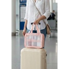 Caş Dekorasyon Pembe Renk Washbag Su Geçirmez Büyük Boy Makyaj Çantası