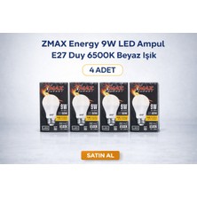Cash Dukkan Zmax Energy 9W LED Ampul E27 Duy 6500K Beyaz Işık 720 Lümen 60W Eşdeğer Enerji Tasarruflu 4 Adet