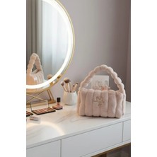 Caş Dekorasyon Krem Renk Peluş Makyaj Çantası