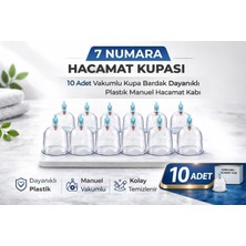 Cash Dukkan 7 Numara Hacamat Kupası 10 Adet Vakumlu Kupa Bardak Dayanıklı Plastik Manuel Hacamat Kabı Seti