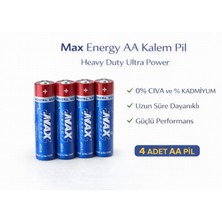 Cash Dukkan Max Energy Aa Kalem Pil 1.5V R6 Heavy Duty Ultra Power 4lü 1 Paket