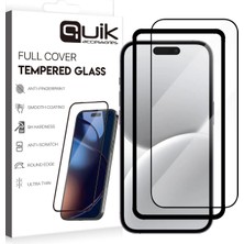 Quik Accessories iPhone 16 Temperli Cam Ekran Koruyucu (Tam Kaplama)