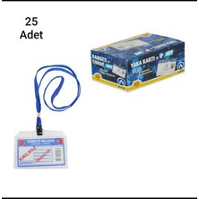 Ark Yaka Kartlığı ve Boyun Ipi Seti 25’li Paket Şeffaf Kart Poşeti Personel Kimlik Kart Kabı