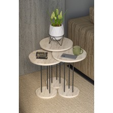 Gold Falez Zigon Sehpa Terra 3 Lü Set Traverten