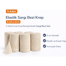 Marmara Qumasch Elastik Sargı Bezi Krep 5 cm x 4 M 5 Adet Esnek Krep Bandaj Elastik Sargı Bezi Seti