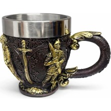 AyrStore Buğz Şövalye Kabartmalı 3D Paslanmaz Çelik Kupa Bardak ALK4476