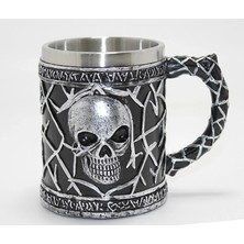 AyrStore Buğz Gotik Kurukafa 3D Kabartmalı Paslanmaz Çelik Kupa Bardak ALK4380