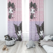 Pembe ve Lila Kuromi Fon Perde  M6