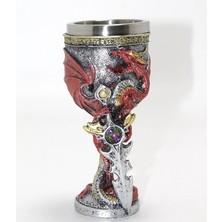 AyrStore Buğz Ejderha ve Kılıç Temalı 3D Kabartmalı Çelik Kadeh Bardak ALK4373