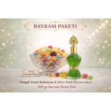 Karia Songül Fıstık Kolonyası ve 500 gr Şölen Bayram Şekeri Paketi | Karışık Sert ve Meyve Aromalı Jöle Şeker Bayram Misafir İkram Seti