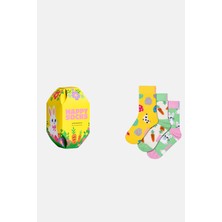 Happy Socks - Çocuk Çok Renkli Tavşan Desenli 3\'lü Pamuklu Çorap Seti