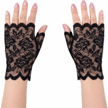 SHC4200 Mey Ithalat® Siyah Dantel Parmaksız Kısa Eldiven