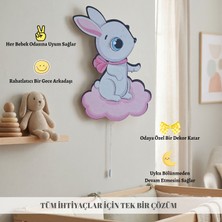 Tuiste Tavşan Figürlü Bebek Gece Lambası Ahşap Çocuk Odası Duvar Lambası Dekoratif Bebek Odası Aydınlatma