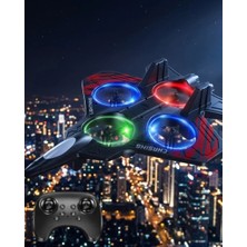 Marsilyan LED Işıklı Uzaktan Kumandalı Drone Fighter Jet Tasarımlı 360 Derece Dönebilen Oyuncak Uçak