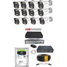 Hsc Bilişim 12'li 5mp (4k) Ip Kamera Seti | Poe | Hikvision Nvr | Iç/dış Mekan | Gece Görüş | Ses Kayıt |