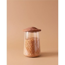 Ribella Large Akasya Kapaklı Vakumlu Cam Kavanoz 950 ml (16X11 Cm)
