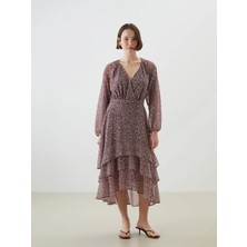 Lc Waikiki Yeni Sezon Kruvaze Yaka Çiçekli Şifon Elbise