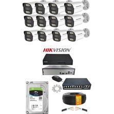 Hsc Bilişim 12'li 5mp 2tb Ip Kamera Seti | Poe | Hikvision Nvr | Iç/dış Mekan | Gece Görüş | Ses Kayıt |