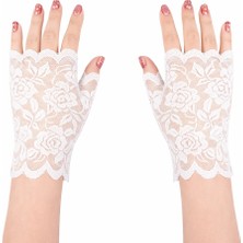 SHC4200 Mey Ithalat® Beyaz Dantel Parmaksız Kısa Eldiven