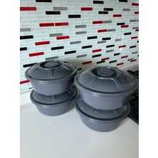 Zemihra Plastik 4'lü Kapaklı Hamur Leğeni Badya Un Kutusu Kabı 1.7 Litre 4 Adet Hamur Leğeni