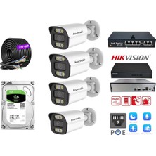 Hsc Bilişim 4’lü 5mp Ip Kamera Seti | Poe | Hikvision Nvr | Iç/dış Mekan | Gece Görüş | Ses Kayıt | Izlem