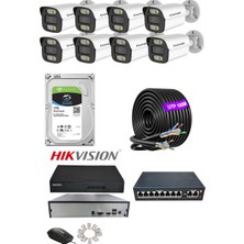 Hsc Bilişim 8'li 5mp Ip Kamera Seti | Poe | Hikvision Nvr | Iç/dış Mekan | Gece Görüş | Ses Kayıt | Izlem