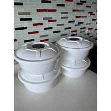 Zemihra Plastik 4'lü Kapaklı Hamur Leğeni Badya Un Kutusu Kabı 1.7 Litre 4 Adet Hamur Leğeni