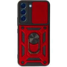 AyrStore Buğz Samsung Galaxy S23 Fe Kılıf Pars Lens Yüzüklü Silikon - Kırmızı