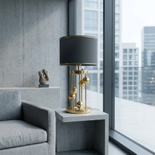 Venüs Nova Arcturus Gold Silindir Abajur Antrasit Gold Şeritli Başlık