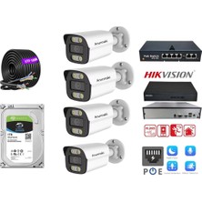 Hsc Bilişim 4'lü 5mp (4k) Ip Kamera Seti | Poe | Hikvision Nvr | Iç/dış Mekan | Gece Görüş | Ses Kayıt |