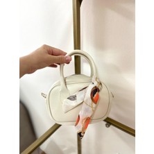 Zemihra Kadın Mini El & Omuz Çantası – Altın Detaylı, Fular Aksesuarlı Makyaj Çantası