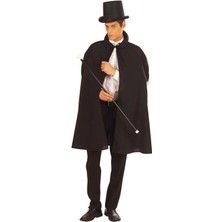 AyrStore Buğz Siyah Sihirbaz Pelerini  ve Sihirbaz Şapkası  Yetişkin Boy