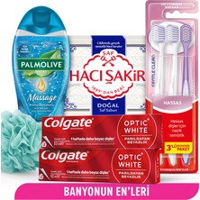 4lü Süper Bakım Seti Colgate 100 ml Diş Macunu, Fırça, 500 ml Duş Jeli, Hacı Şakir 4X150 gr Sabun