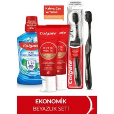 Colgate Optic White Kahve, Çay Kullananlar 50Ml 2'Li Diş Macunu, Orta Diş Fırçası, Ağız Bakım Suyu 250Ml