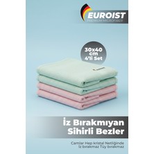 Euroist Temizlik Bezi, Mikrofiber, Cam, Ayna, Mutfak, Banyo, Araba Genel Temizlik Bezi - 30X40 cm - 4 Adet