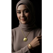 TrendyX Süleyman Mührü Kolye ve Ayetel Kürsi Bileklik Seti Gold Renk Çelik Islami Takı