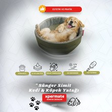 Sünger Simit Köpek Yuvası Küçük Irk Köpek Yatağı ve Kedi Yatağı 55 cm Turkuaz Antrasit