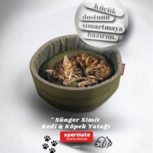 Sünger Simit Köpek Yuvası Küçük Irk Köpek Yatağı ve Kedi Yatağı 55 cm Turkuaz Antrasit