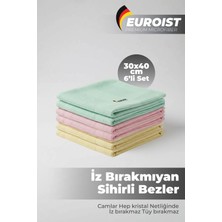 Euroist (6 Adet) Temizlik Bezi - Mikrofiber, Cam, Ayna, Mutfak, Banyo, Araç Temizlik Bezi 30X40CM
