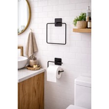 Atacı Home Yapışkanlı Kare Havluluk Havlu Askısı ve Tuvalet Wc Kağıtlık Pratik Banyo 2'li Set